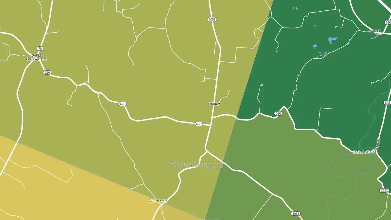 Sharer, KY Map of Burglary Rates