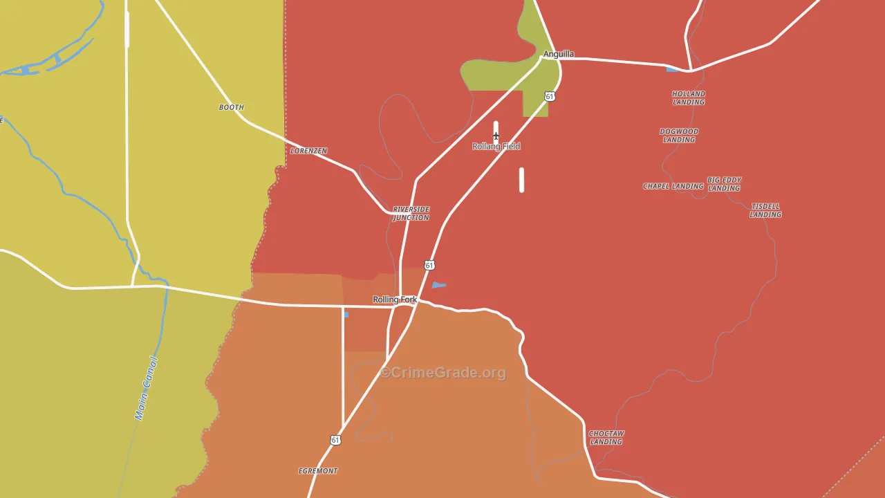 Sharkey County, MS Map of Burglary Rates