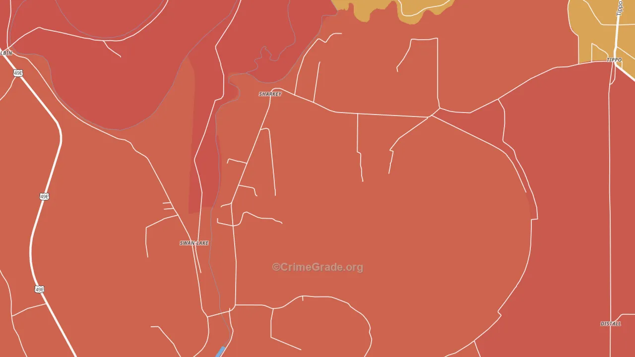 Sharkey, MS Map of Burglary Rates