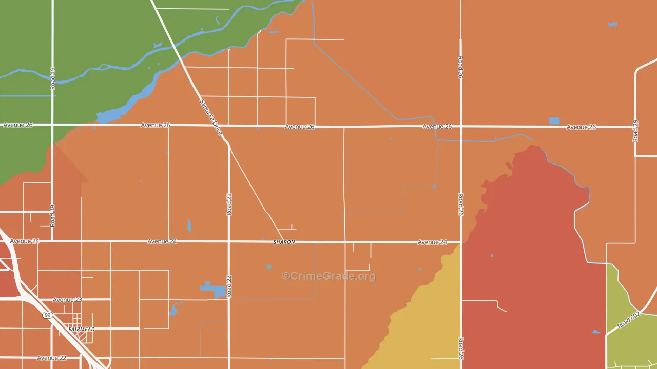Sharon, CA Map of Burglary Rates