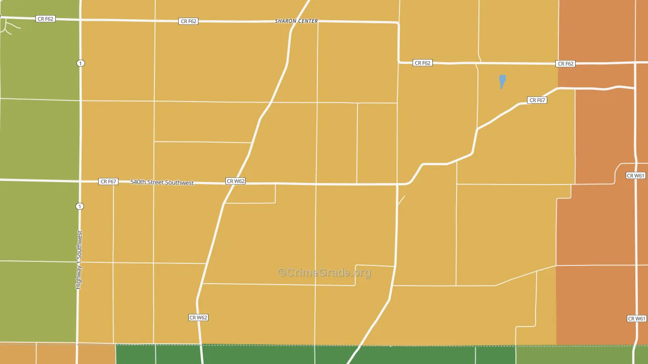 Sharon Center, IA Map of Burglary Rates