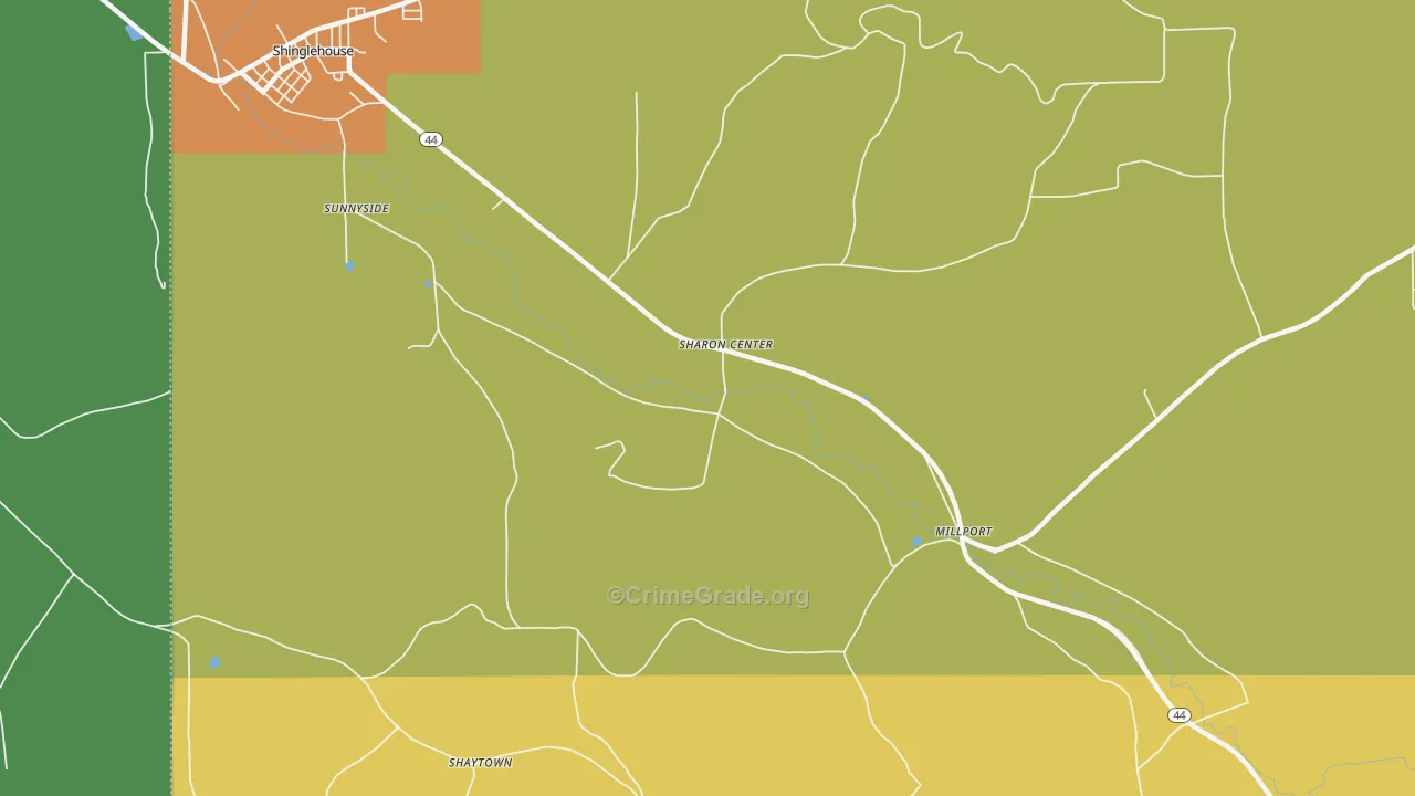 Sharon Center, PA Map of Burglary Rates