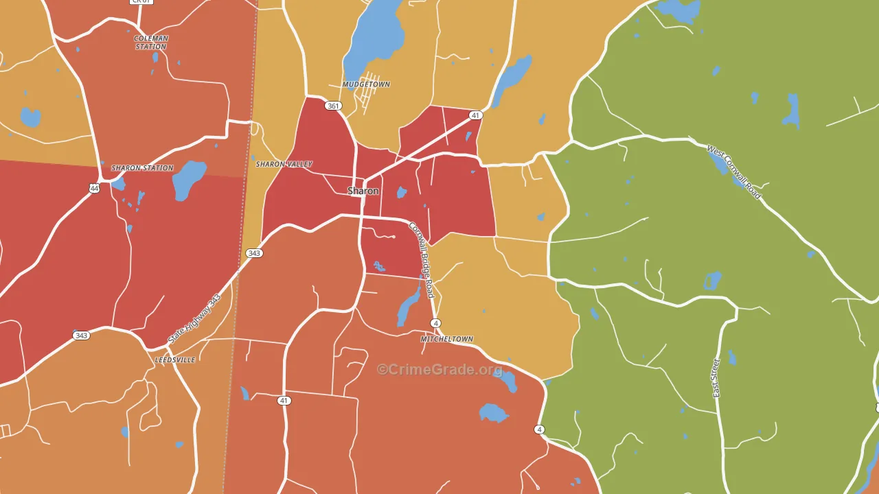 Sharon, CT Map of Burglary Rates