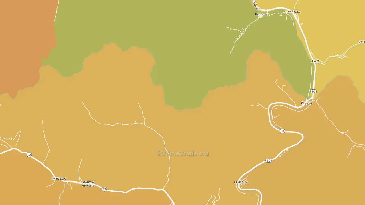Sharon Heights, WV Map of Burglary Rates