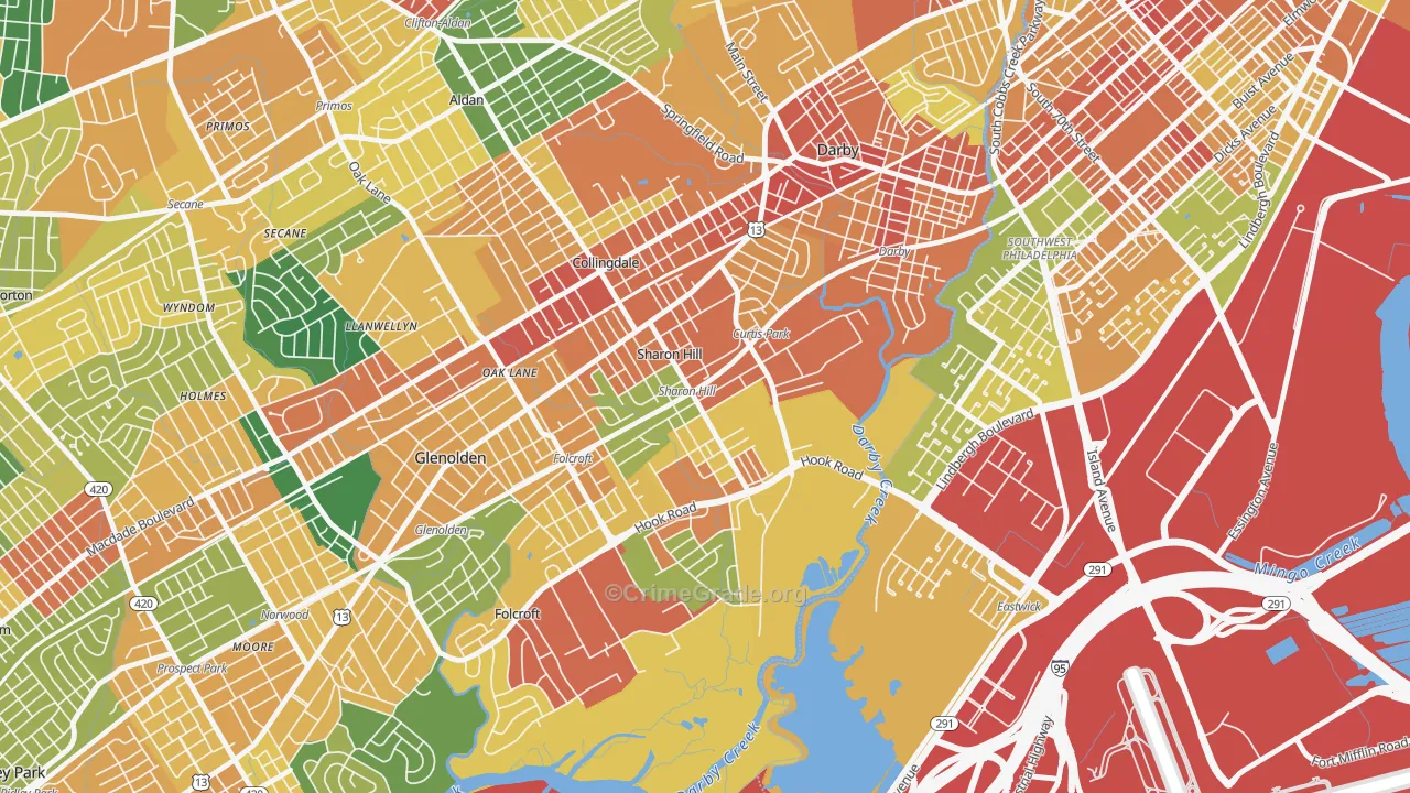 Sharon Hill, PA Map of Burglary Rates