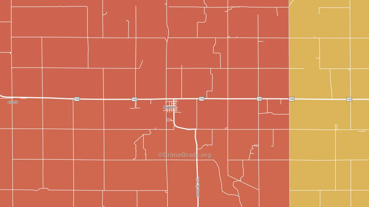 Sharon, KS Map of Burglary Rates