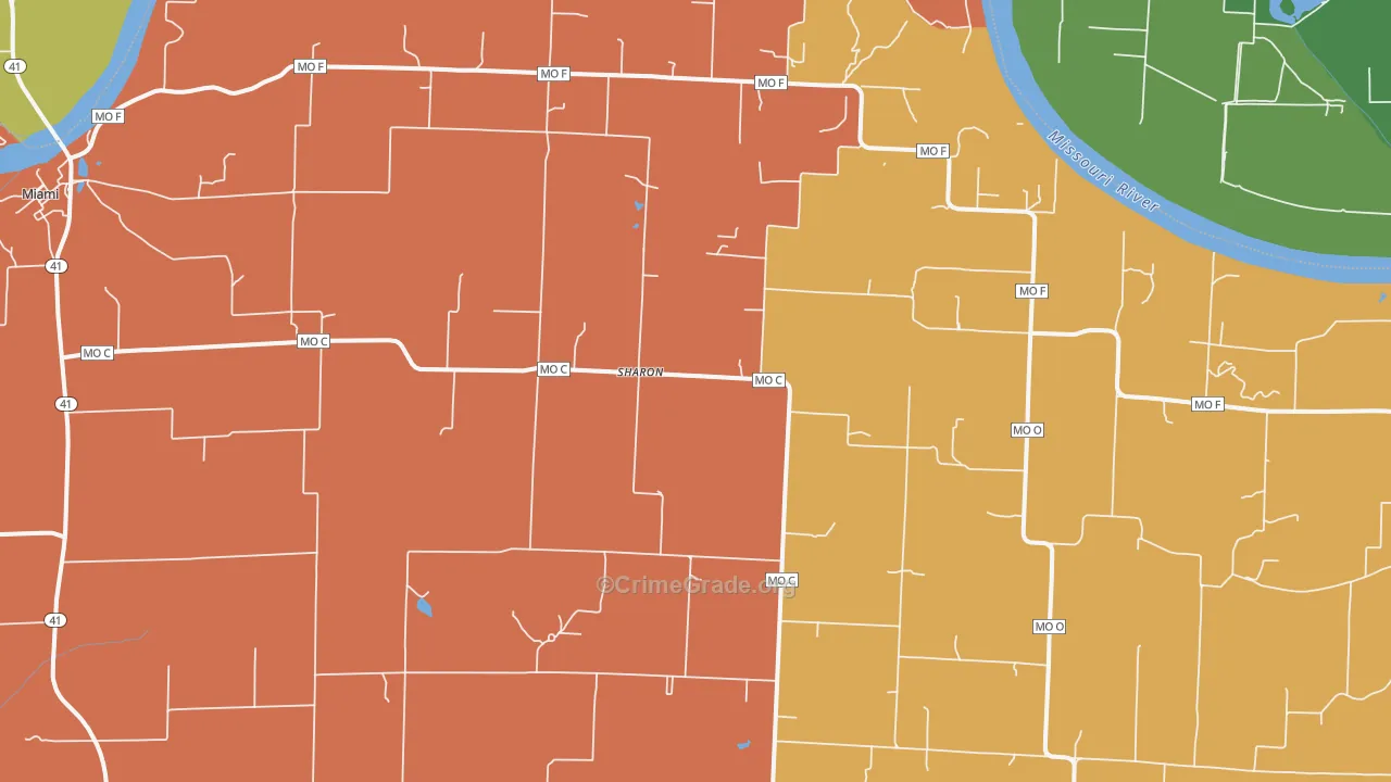 Sharon, MO Map of Burglary Rates