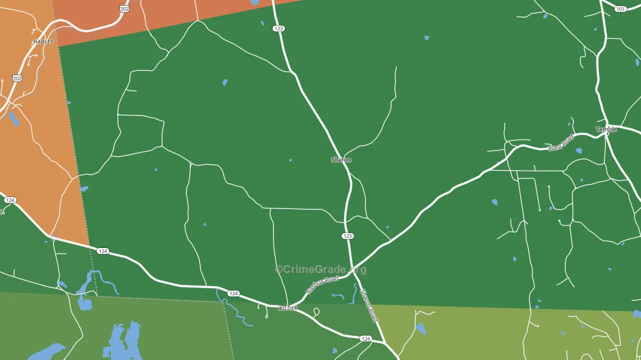 Sharon, NH Map of Burglary Rates