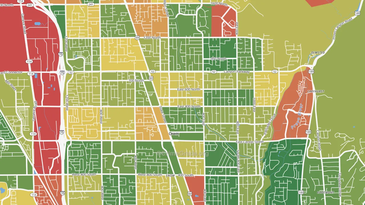Sharon, Orem, UT Map of Burglary Rates