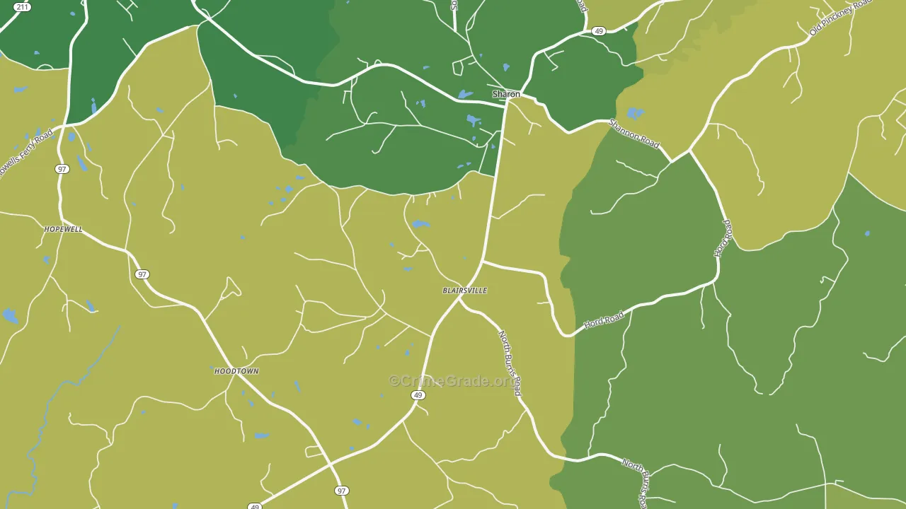 Sharon, SC Map of Burglary Rates