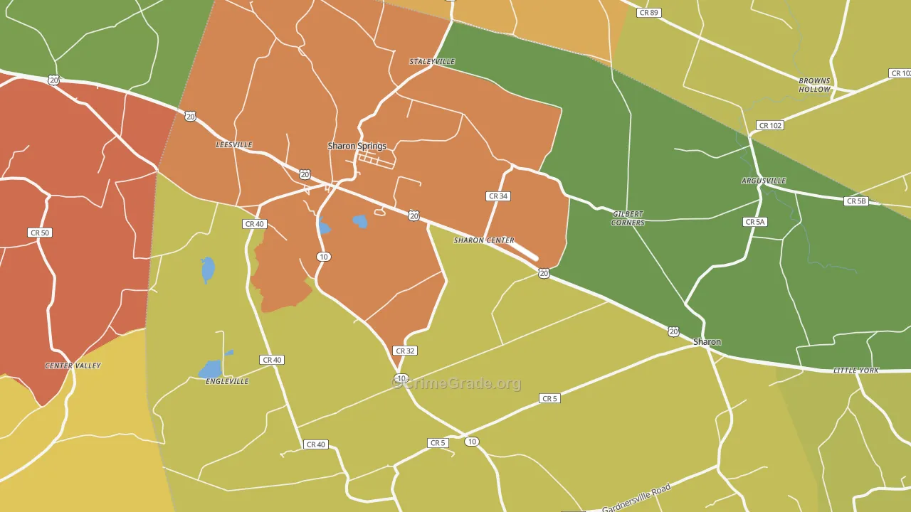 Sharon Springs, NY Map of Burglary Rates