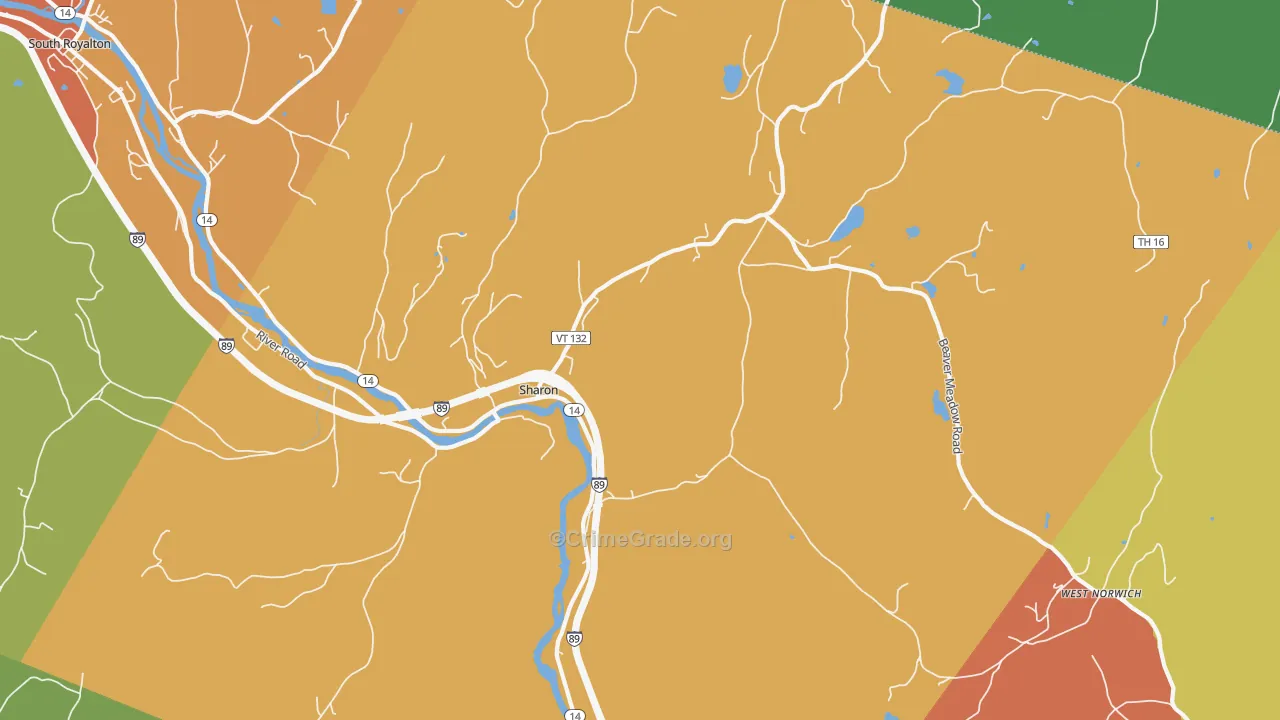 Sharon, VT Map of Burglary Rates