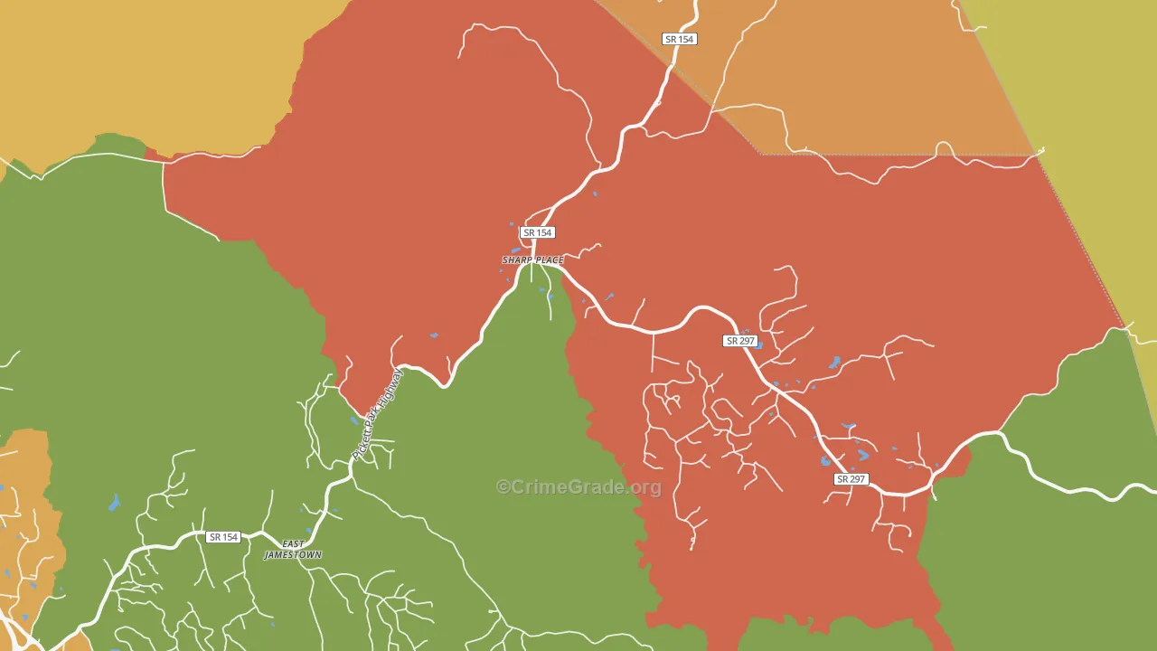 Sharp Place, TN Map of Burglary Rates