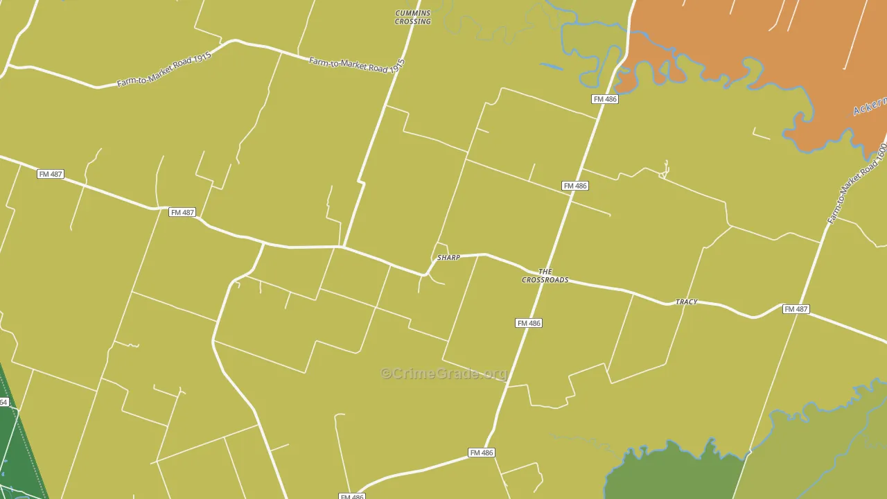 Sharp, TX Map of Burglary Rates