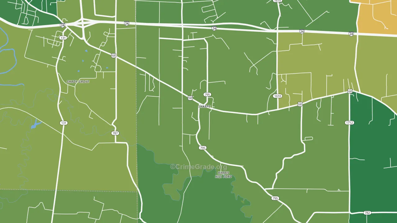 Sharpe, KY Map of Burglary Rates