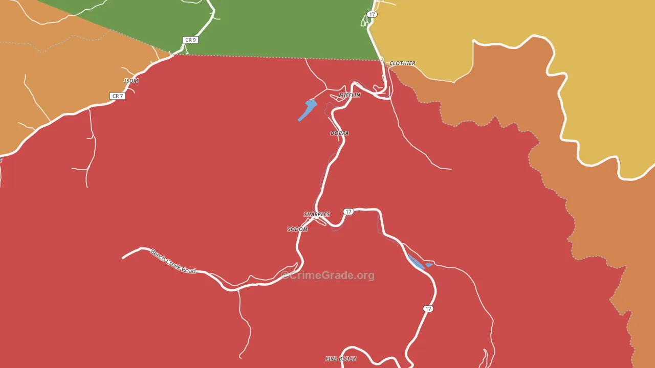 Sharples, WV Map of Burglary Rates
