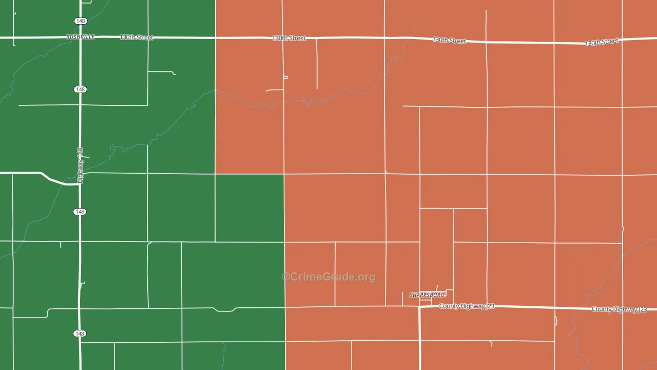 Sharpsburg, IA Map of Burglary Rates