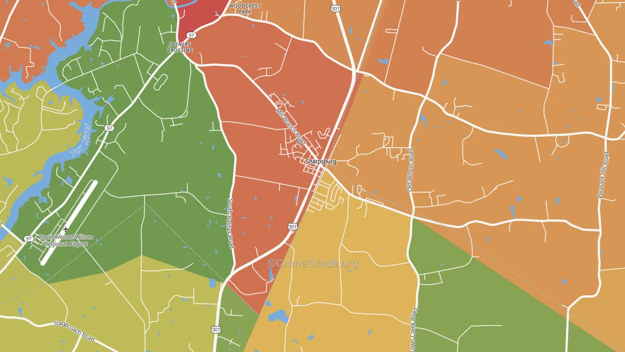 Sharpsburg, NC Map of Burglary Rates
