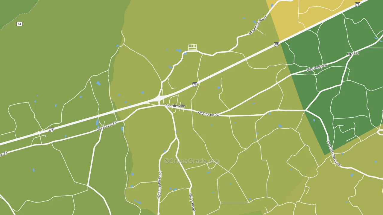 Shartlesville, PA Map of Burglary Rates