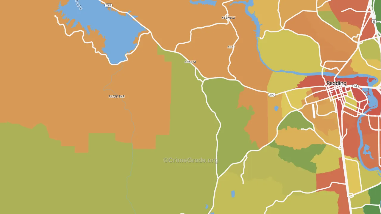 Shasta, CA Map of Burglary Rates