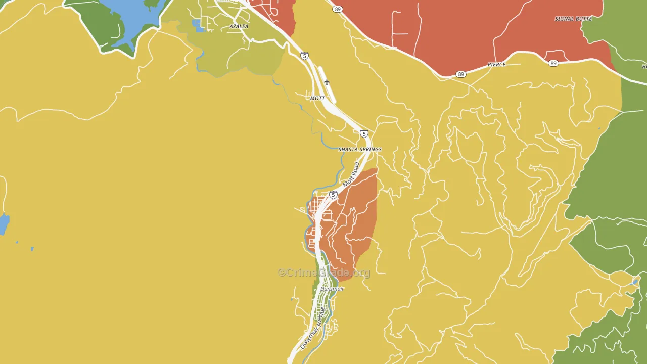 Shasta Retreat, CA Map of Burglary Rates
