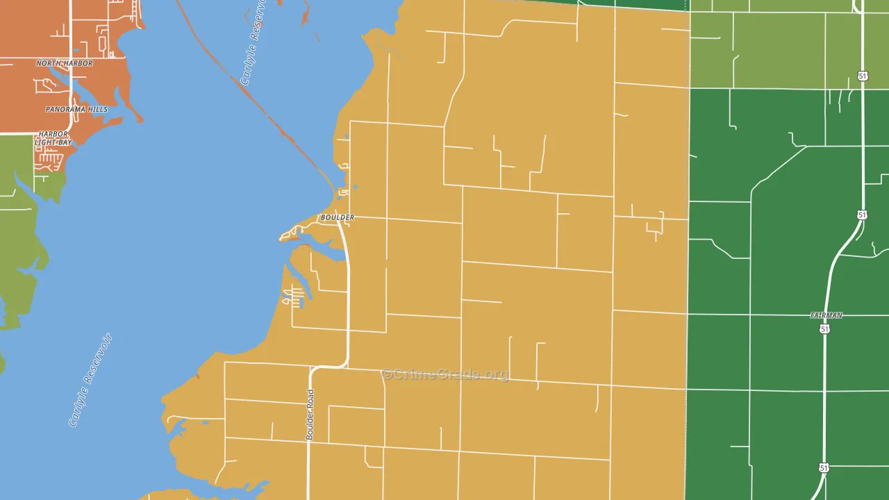 Shattuc, IL Map of Burglary Rates