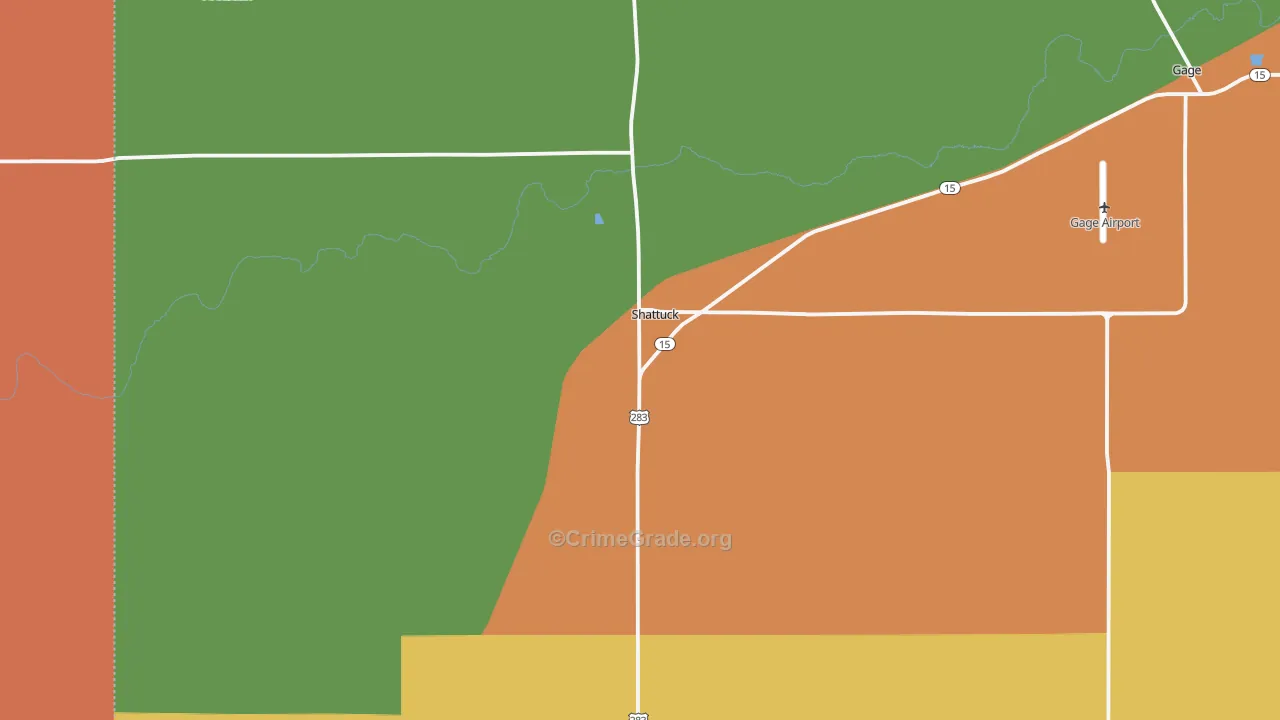 Shattuck, OK Map of Burglary Rates
