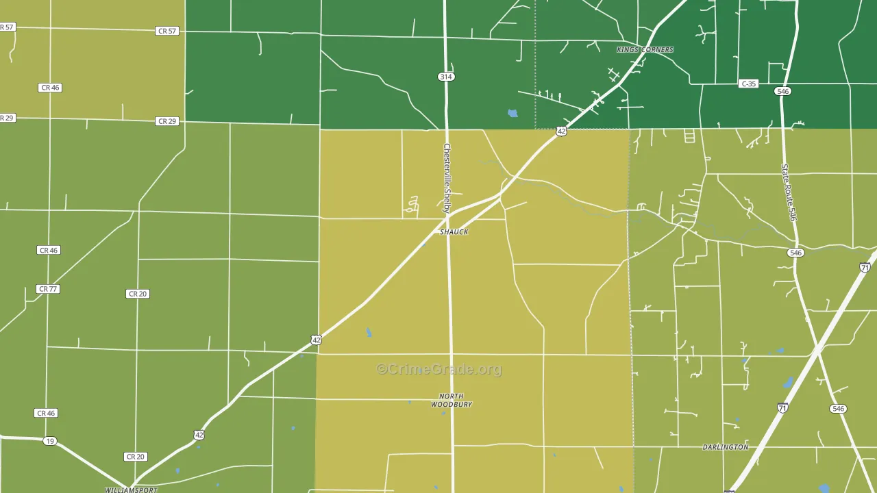 Shauck, OH Map of Burglary Rates