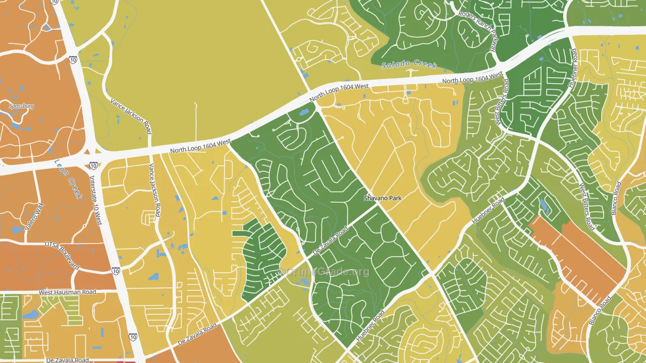 Shavano Park, TX Map of Burglary Rates