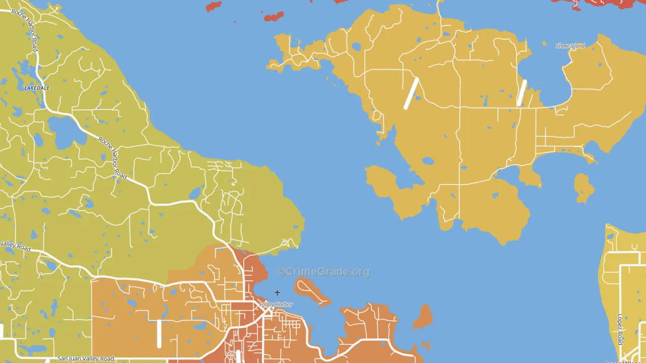 Shaw Island, WA Map of Burglary Rates