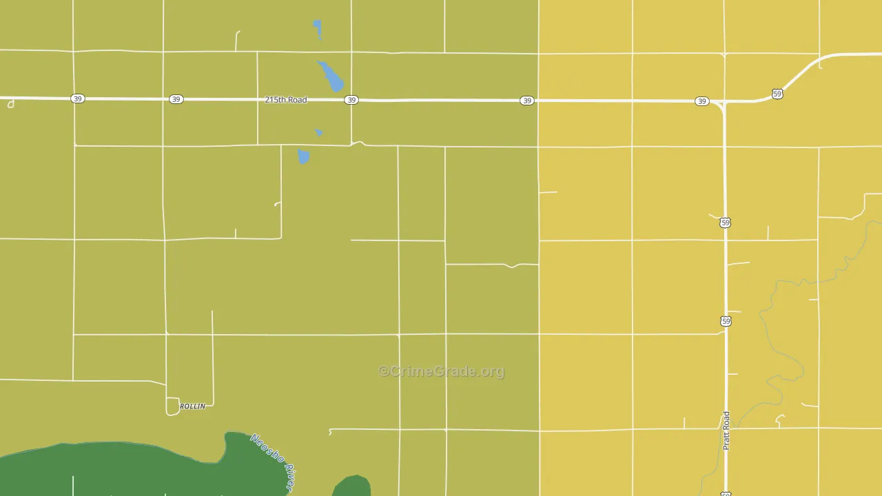 Shaw, KS Map of Burglary Rates