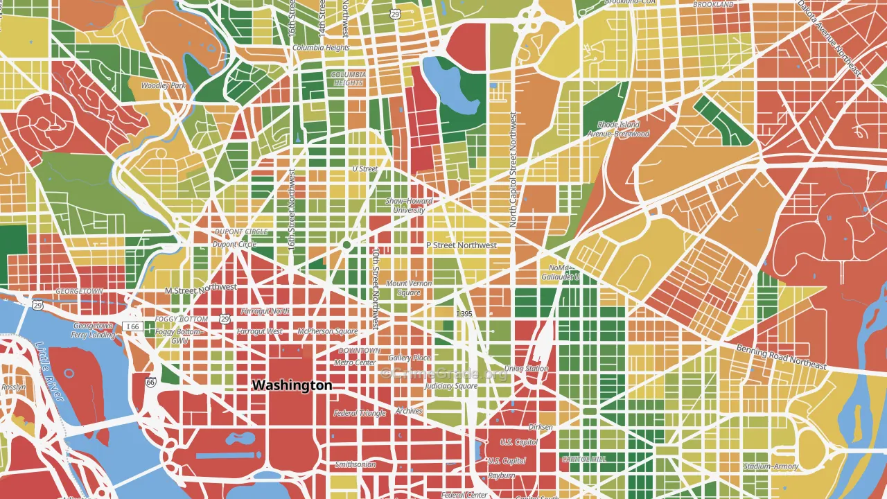 Shaw, Washington, DC Map of Burglary Rates