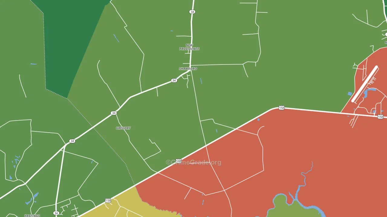 Shawboro, NC Map of Burglary Rates