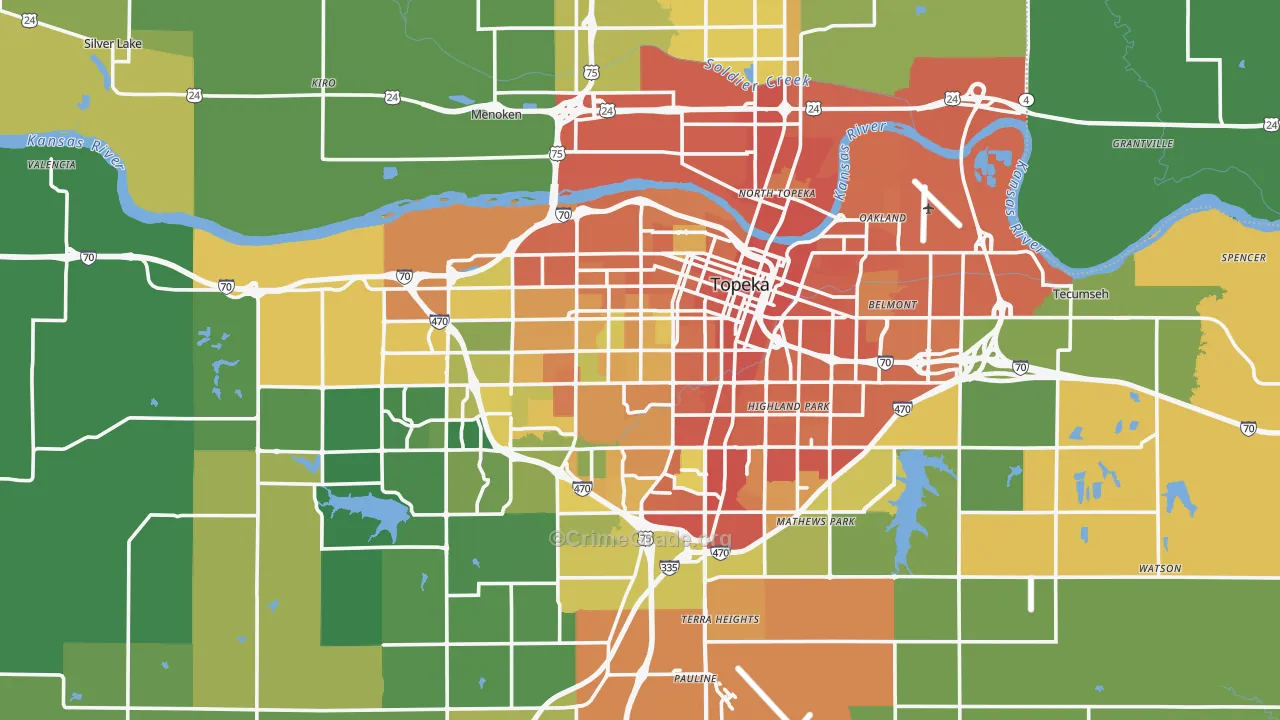 Shawnee County, KS Map of Burglary Rates