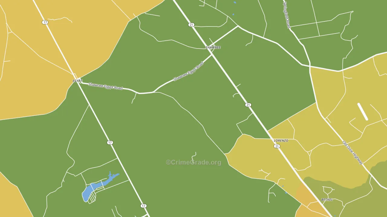 Shawnee, GA Map of Burglary Rates