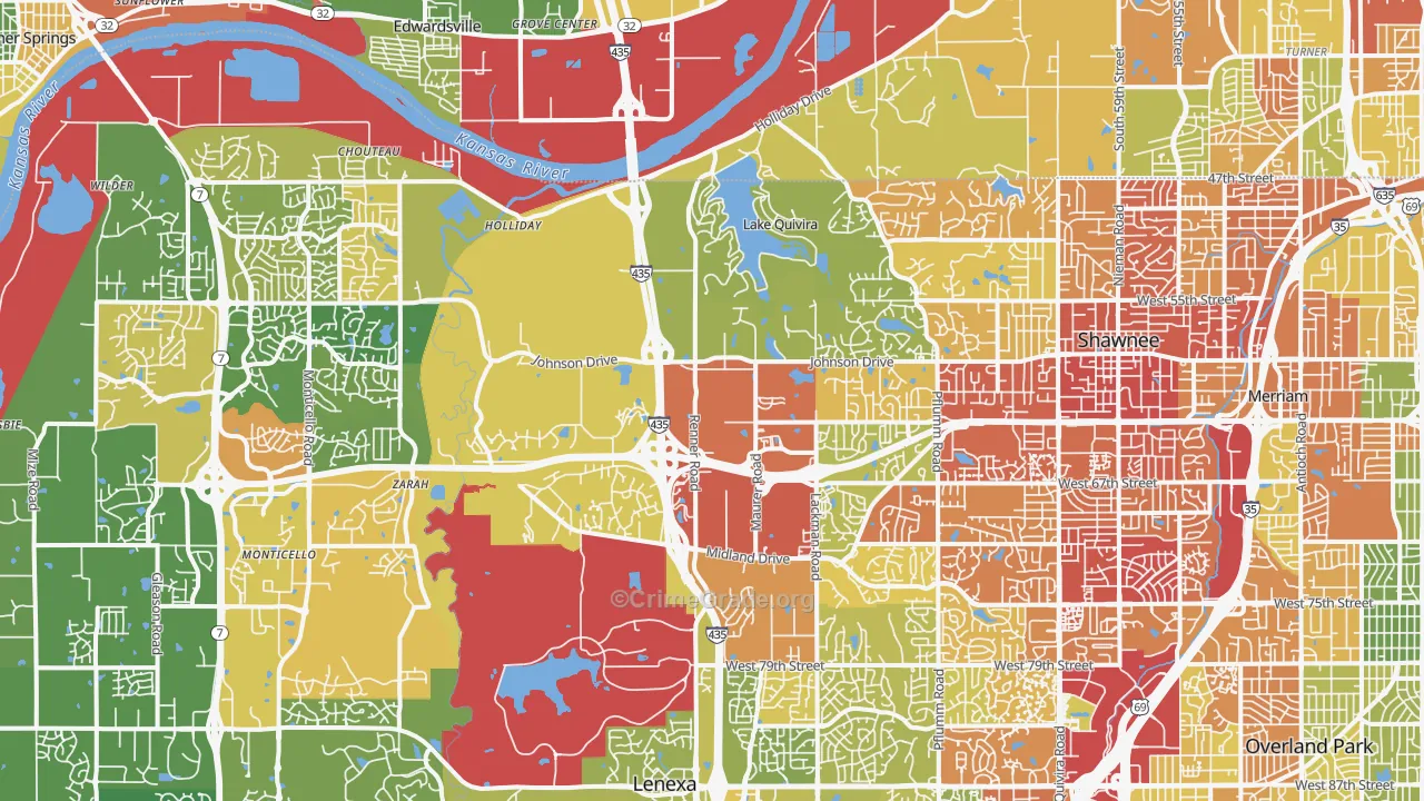 Shawnee, KS Map of Burglary Rates