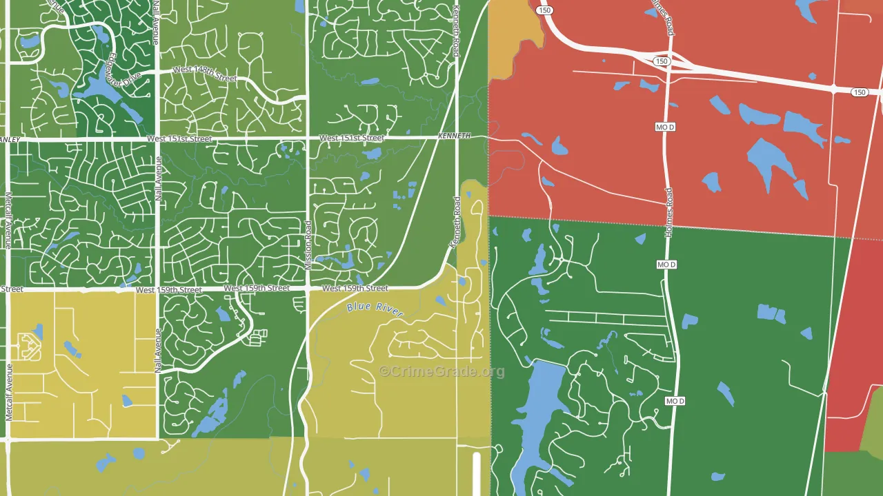 Shawnee Mission, KS Map of Burglary Rates