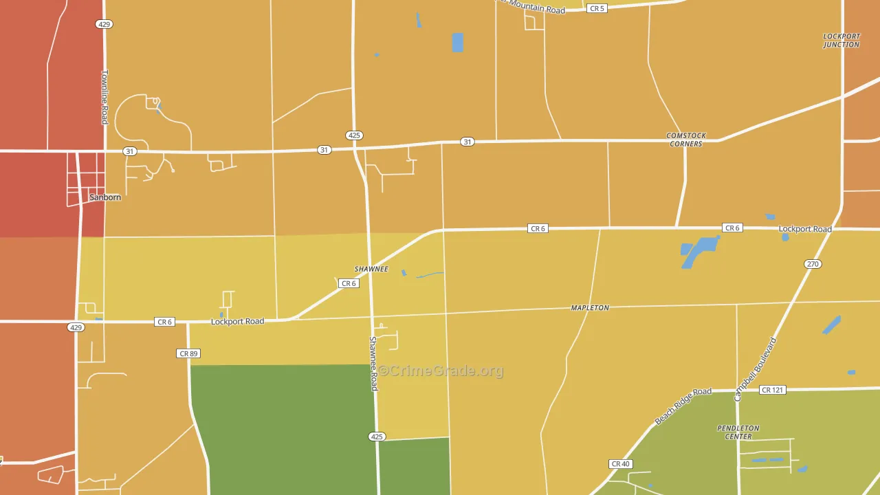 Shawnee, NY Map of Burglary Rates