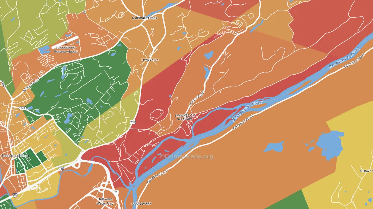 Shawnee On Delaware, PA Map of Burglary Rates