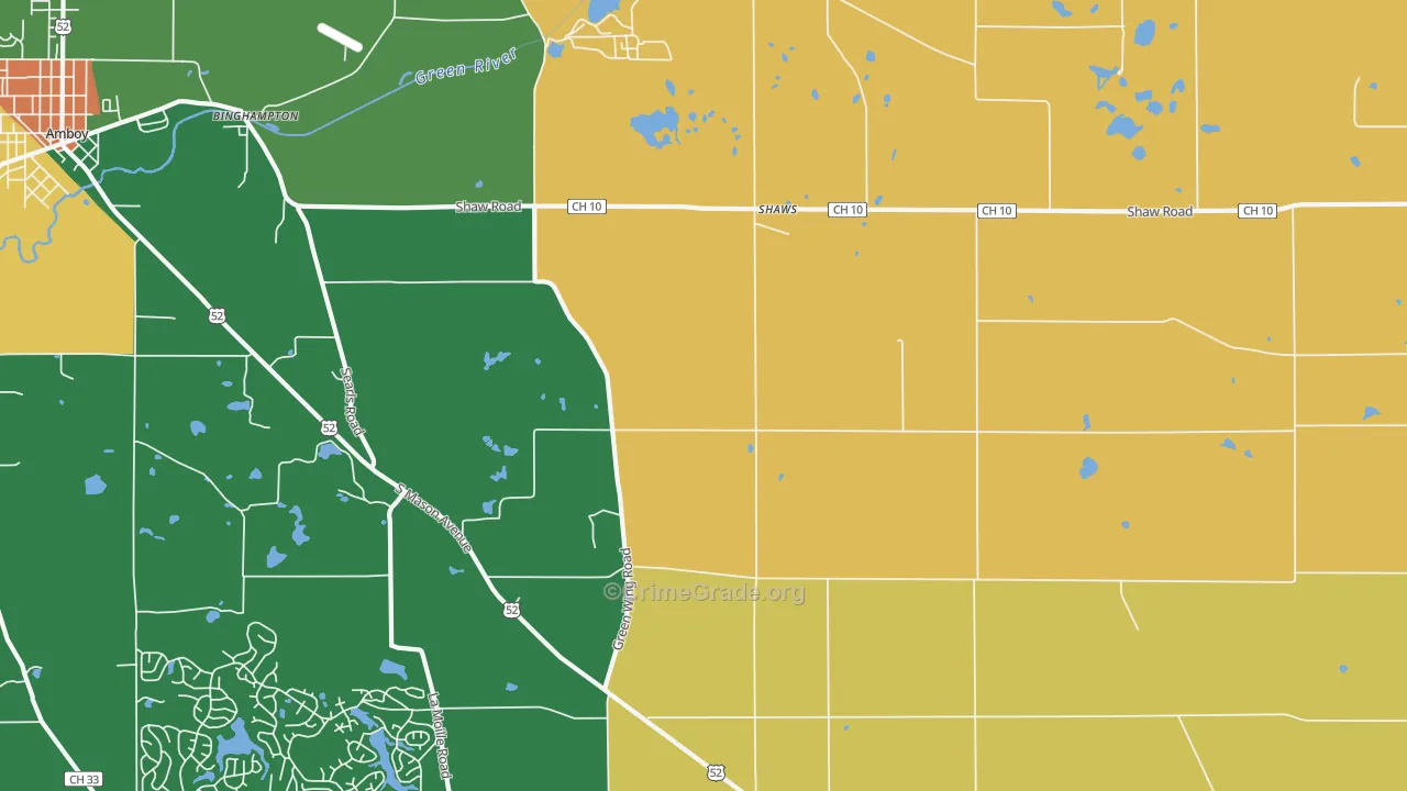 Shaws, IL Map of Burglary Rates