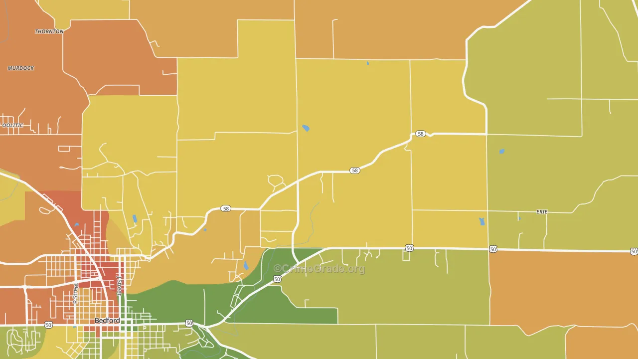 Shawswick, IN Map of Burglary Rates