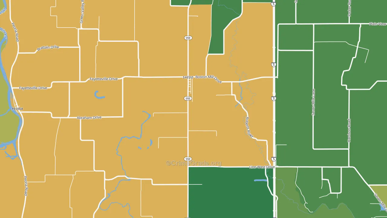 Shedd, OR Map of Burglary Rates
