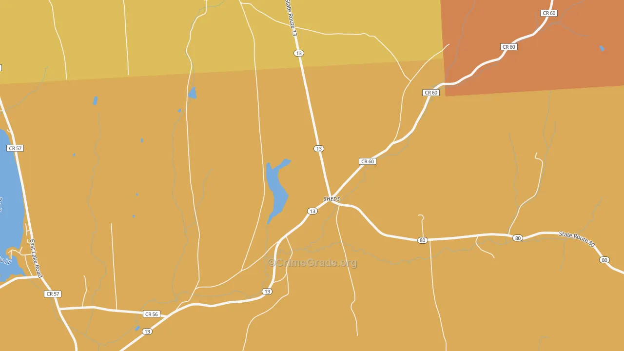 Sheds, NY Map of Burglary Rates