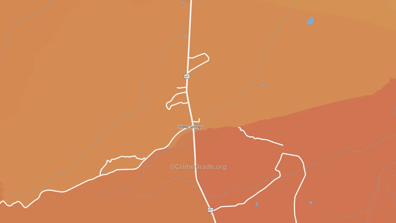 Sheep Springs, NM Map of Burglary Rates