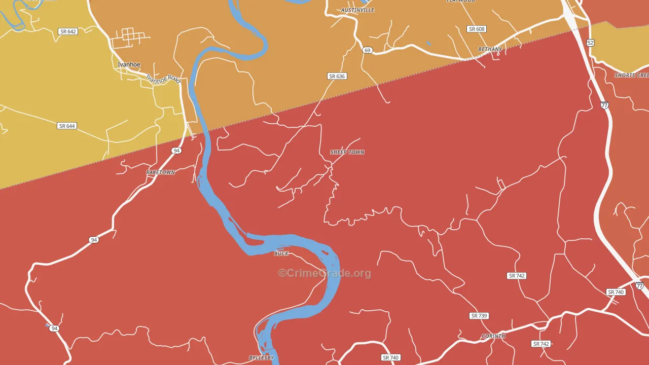 Sheep Town, VA Map of Burglary Rates