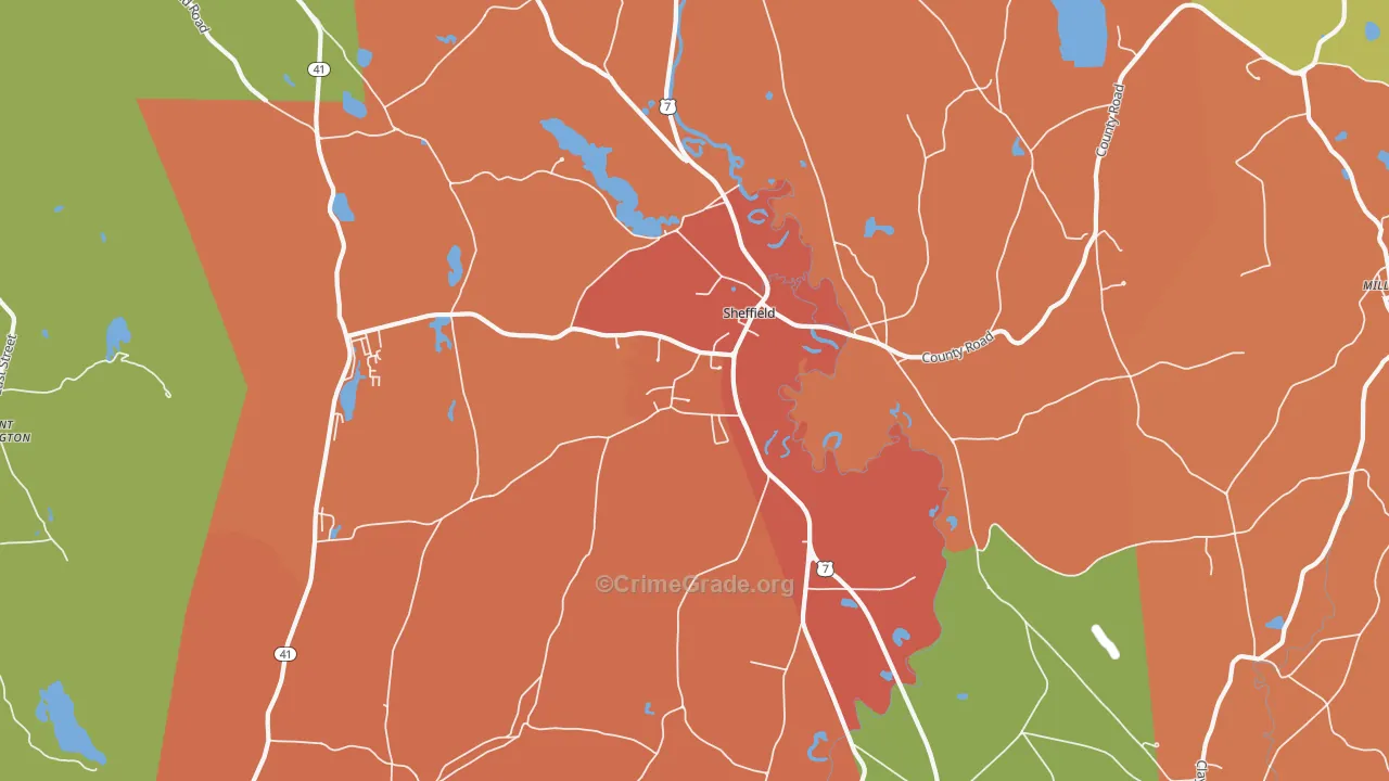 Sheffield, MA Map of Burglary Rates