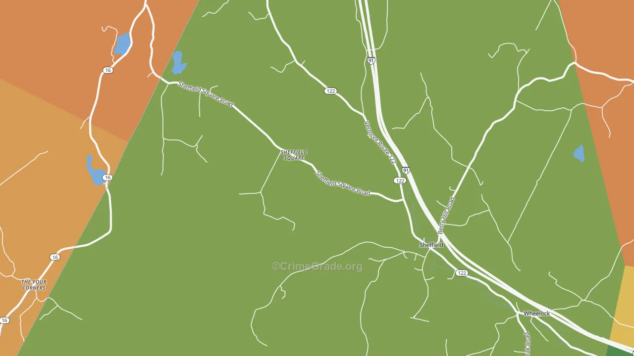 Sheffield Square, VT Map of Burglary Rates