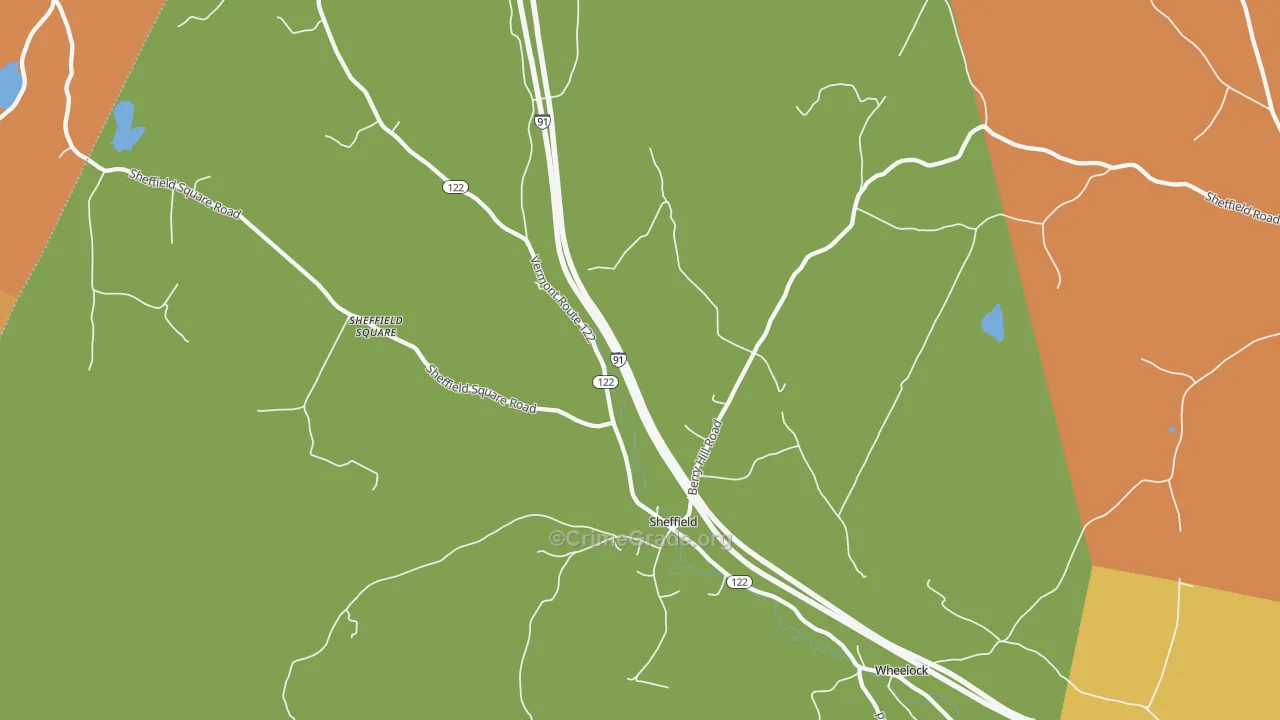 Sheffield, VT Map of Burglary Rates
