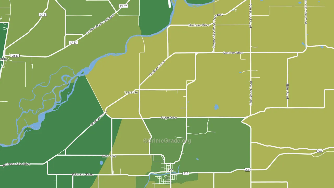 Shelburn, OR Map of Burglary Rates