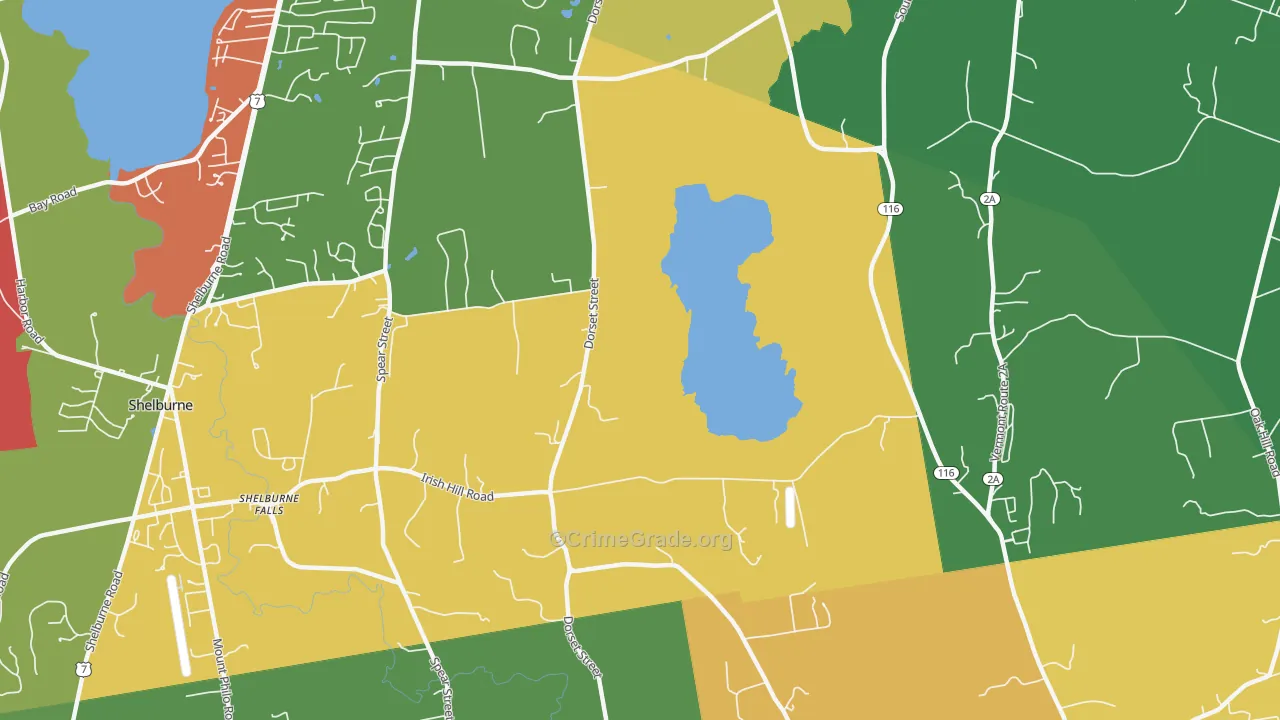 Shelburne Falls, VT Map of Burglary Rates